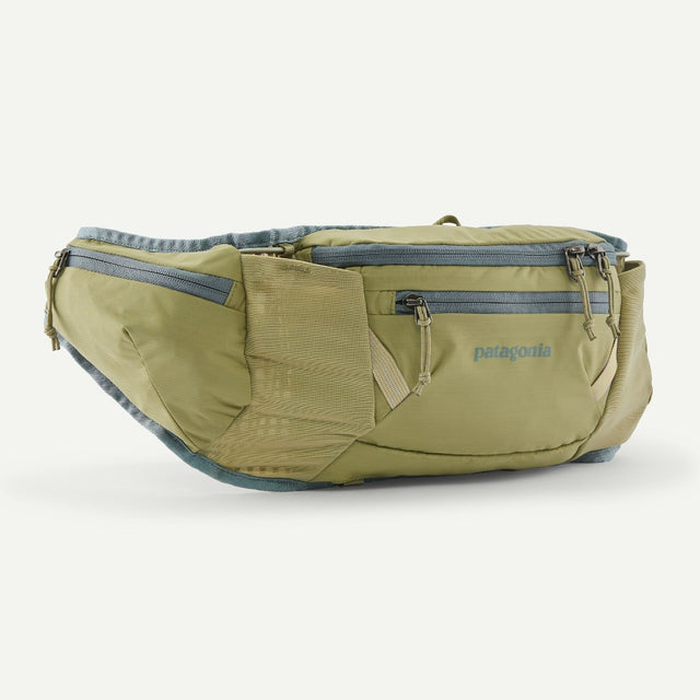 Back view of Patagonia Dirt Roamer Waist pack in gumtree green