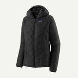 Front view of Patagonia micro puff hoody, women's in black colour