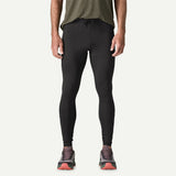 Front on-model view of Patagonia's Men's Peak Mission Tights 28" in black colour