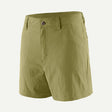Front view of Patagonia quandary 5" shorts women's in gumtree green colour