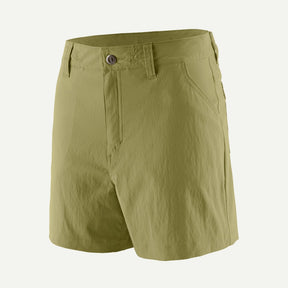 Front view of Patagonia quandary 5" shorts women's in gumtree green colour