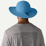 Back on-model view of Patagonia Quandary Brimmer in Shore Blue colour
