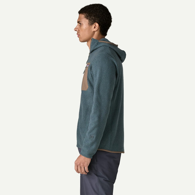 Side on-model view of Patagonia R1 Air Full-Zip Hoody men's in summit blue colour