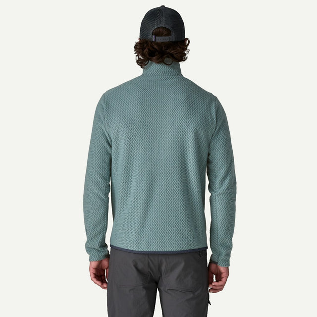 Back on-model view of Patagonia R1 Air Zip-Neck Men's in Blue Sage colour