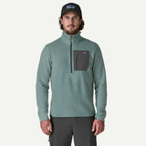 Front on-model view of Patagonia R1 Air Zip-Neck Men's in Blue Sage colour