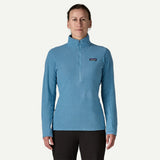 Front on-model view of Patagonia R1 Air Zip-Neck Women's in Shore Blue colour