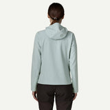 Back on-model view of Patagonia Women's R1® CrossStrata Hoody in Virtually Blue colour