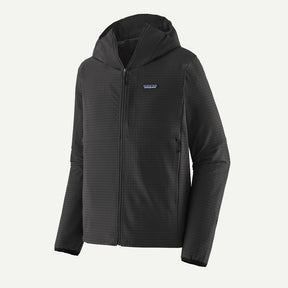 Front view of Patagonia Men's R1 TechFace Hoody in Black colour