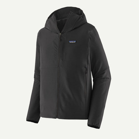 Front view of Patagonia Men's R1 TechFace Hoody in Black colour