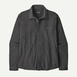 Front view of Patagonia's Men's Stretch Fjord Flannel Shirt in Whole Knit: Forge Grey colour
