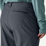 Back zipper detail view of Patagonia Terravia Trail Pants men's in smolder blue colour