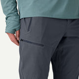 Front zipper detail view of Patagonia Terravia Trail Pants men's in smolder blue colour