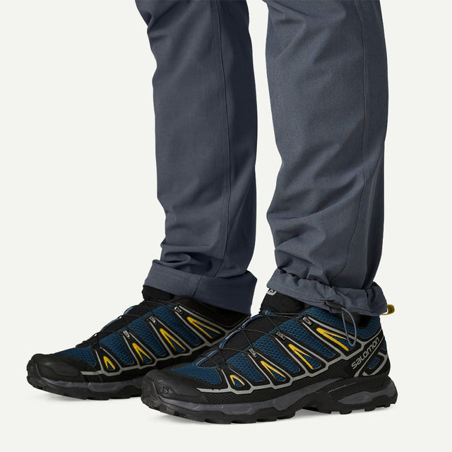 Adjustable cuff detail view of Patagonia Terravia Trail Pants men's in smolder blue colour
