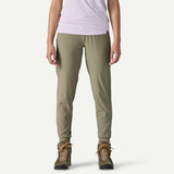Front view on-model of Patagonia's women's terrebonne joggers in river rock green colour