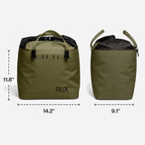 RUX Green soft cooler bag with dimensions