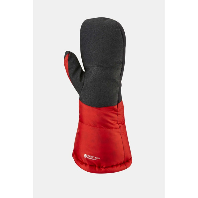 Palm view of Rab Endurance mitts in fiery red colour