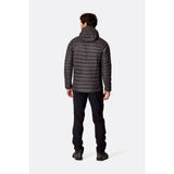 Back on-model view of Rab Microlight Alpine Hoody men's in anthracite colour