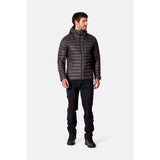 Front on-model view of Rab Microlight Alpine Hoody men's in anthracite colour