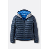 Front view of Rab Microlight Alpine Hoody women's in galaxy blue colour
