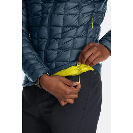 Hem detail view of Rab Mythic Alpine Jacket Men's in dark blue colour
