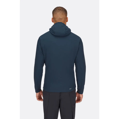 Back on-model view of Rab Xenair Alpine Light Jacket Men's in dark blue colour