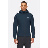 Front on-model view of Rab Xenair Alpine Light Jacket Men's in dark blue colour