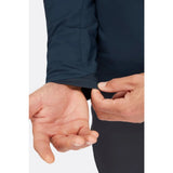 Sleeve detail view of Rab Xenair Alpine Light Jacket Men's in dark blue colour