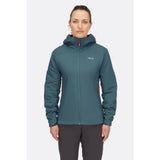 Front on-model view of Rab Xenair Alpine Light Jacket Women's in blue colour