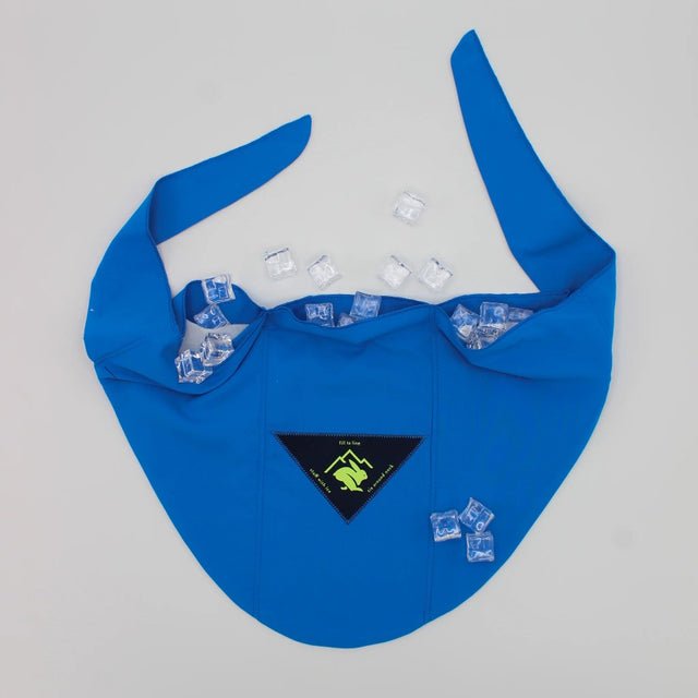 Logo view of the rabbit chill wrap in electric blue colour filled with ice