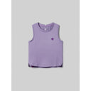 Front view of Rabbit EZ Crop Tank women's in chalk violet colour
