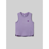 Front view of Rabbit EZ Crop Tank women's in chalk violet colour