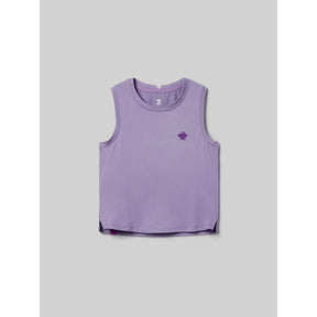 Front view of Rabbit EZ Crop Tank women's in chalk violet colour