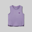 Front view of Rabbit EZ Crop Tank women's in chalk violet colour