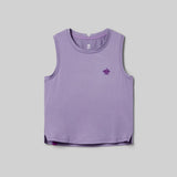Front view of Rabbit EZ Crop Tank women's in chalk violet colour