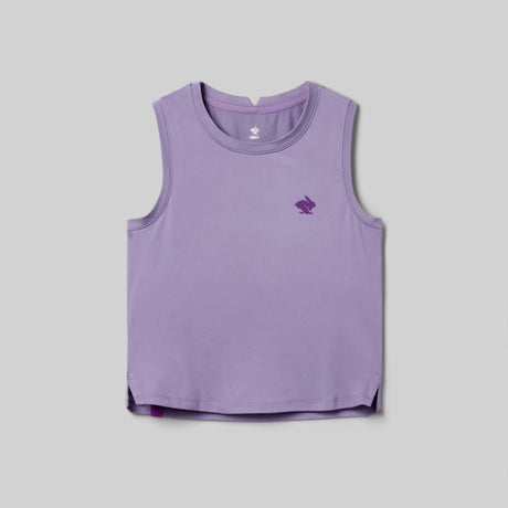 Front view of Rabbit EZ Crop Tank women's in chalk violet colour