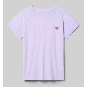 Front view of rabbit EZ Tee perforated ice short sleeve women's shirt in pastel lilac colour