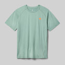 Front view of rabbit men's EZ tee perf ICE short sleeve in iceberg green colour