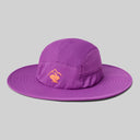 Front view of rabbit fastrock hat in purple cactus flower colour