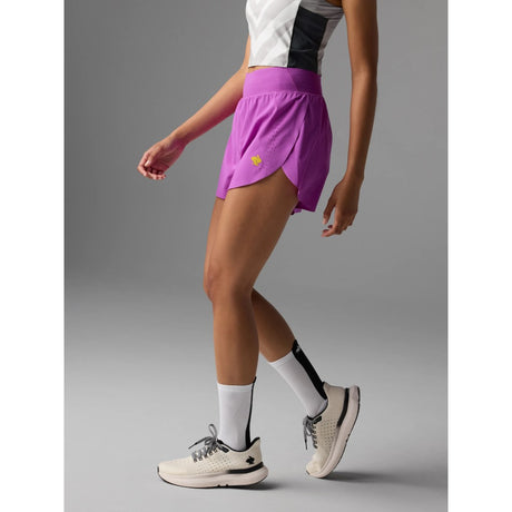 Side on-model view of Rabbit float n' fly shorts for women in purple cactus flower colour