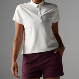 Front on-model view of rabbit high country pullover SS women's in white colour