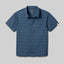Front view of rabbit High Country SS Men's shirt in dress blue plaid colour