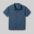 Front view of rabbit High Country SS Men's shirt in dress blue plaid colour