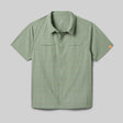 Front view of rabbit High Country SS Men's shirt in sea spray plaid colour