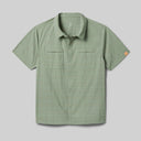 Front view of rabbit High Country SS Men's shirt in sea spray plaid colour