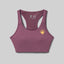 Front view of Rabbit's hydration trail bra women's in hawthorn rose colour