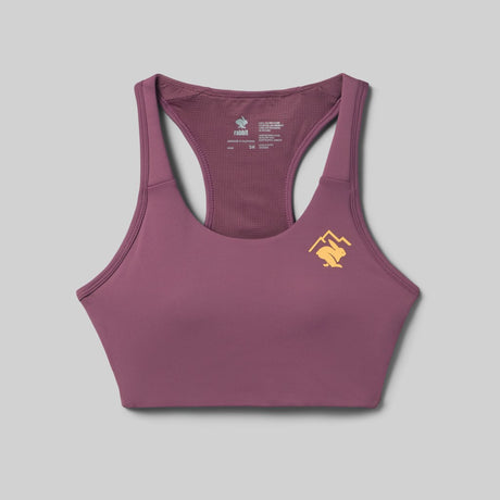 Front view of Rabbit's hydration trail bra women's in hawthorn rose colour