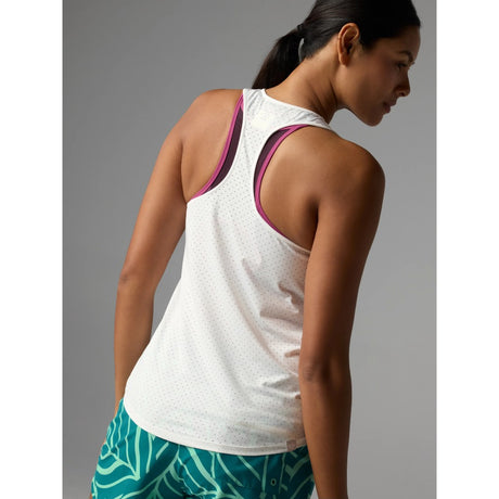 Back view on-model of rabbit women's ice perf tank in white colour