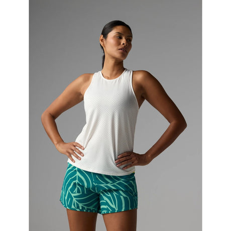 Front view on-model of rabbit women's ice perf tank in white colour