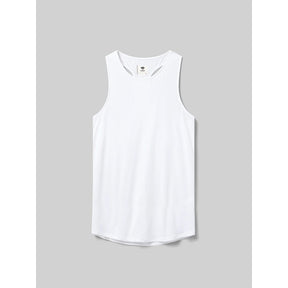 Front view of rabbit women's ice perf tank in white colour