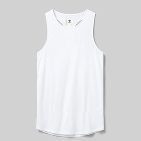 Front view of rabbit women's ice perf tank in white colour
